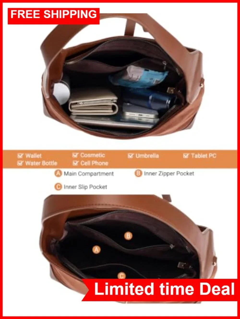 Faux Suede Hobo Shoulder Bag Tote for Women Retro Slouchy Purse